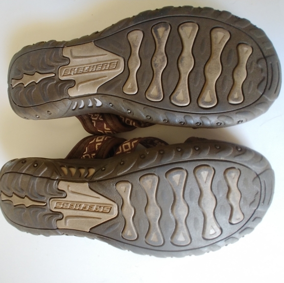 Skechers Brown Patterned Toe-Post Slide Sandals Size 8 - Picture 3 of 7
